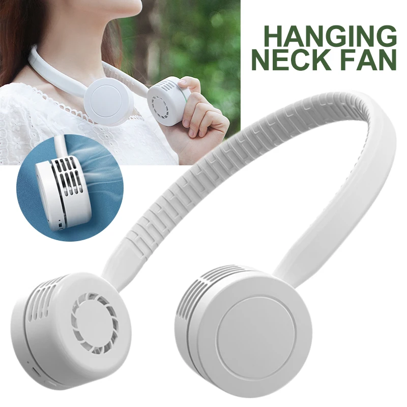 Uso do Escritório Bladeless Pescoço Ventilador Handheld Recarregável Ajustável Duplo Silencioso Mini Neckband Esportes Doméstico Usb