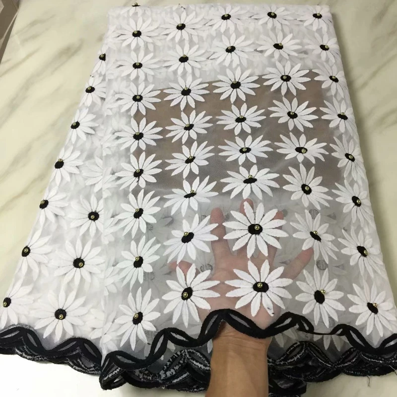Высококачественная черная африканская вышитая бисером кружевная ткань 2019 с