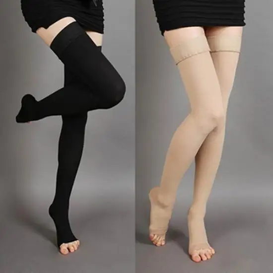 

Unisex Knee-High Medical Compression Stockings Varicose Veins Open Toe Socks