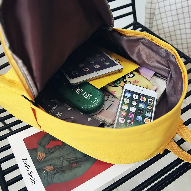 Высококачественный холщовый желтый рюкзак с принтом сердца Студенческая