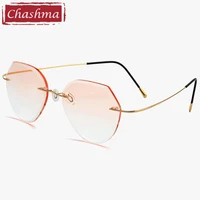 chashma rimless spectacles titanium men fashion eye glasses diamond trimmed spectacle frames women sunglasses tint lens