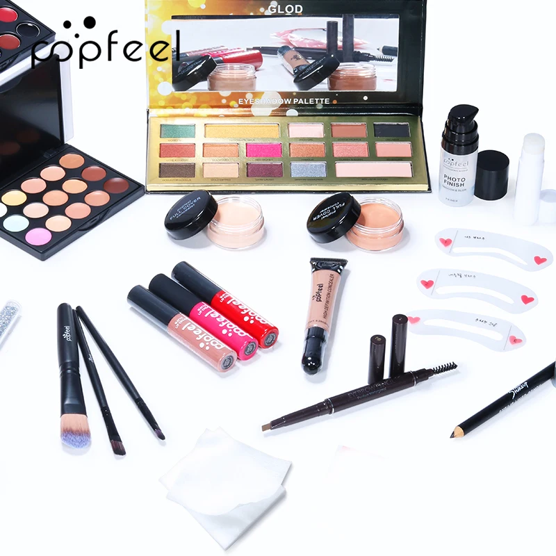 POPFEEL 27 шт. полный набор для макияжа полное лицо глаза губы косметика Помада тени