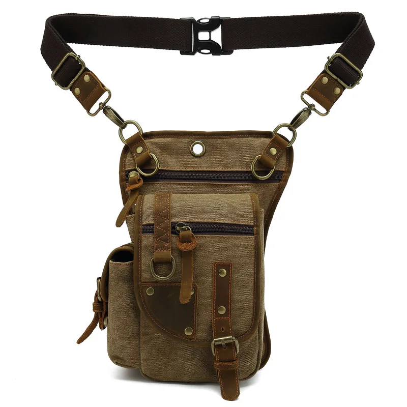 Outdoor cycling leg bag men's canvas fashion casual one-shoulder messenger bag new trend waist bag