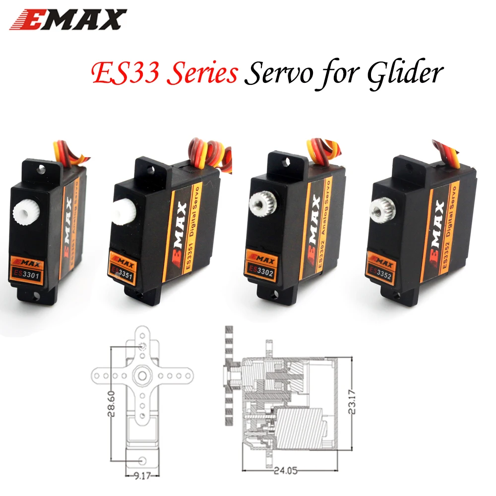

Металлический сервопривод Emax ES3301, ES3351, ES3302, ES3352, 9 мм, 4,8-6 в, аналоговый/цифровой сервопривод