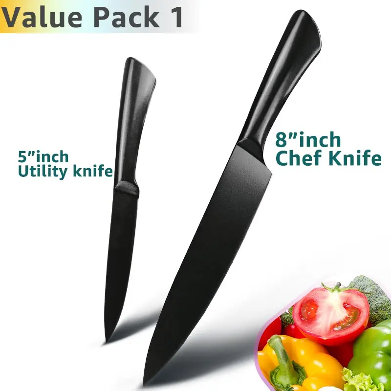 58 Value pack set 1 Кухонный нож, поварские ножи, 5, 7, 8 дюймов, нержавеющая сталь, 440c, нож для мяса, Santoku, универсальный, для приготовления пищи, антипригарное покрытие, набор инструментов - Цвет: 58 Value pack set 1