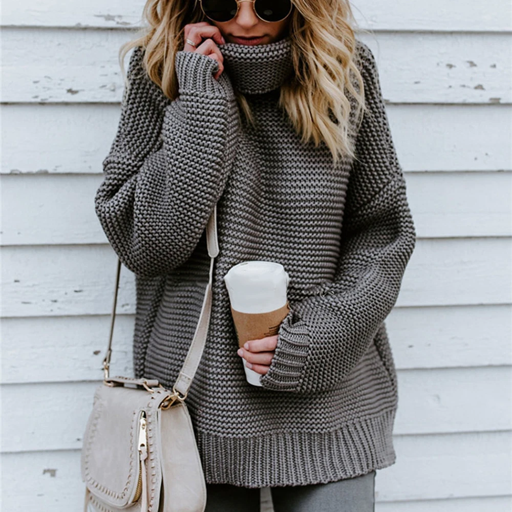 Winter Fashion Turtlenneck Sweaters Women Casual Solid Color Full Sleeve Thick Pullovers Female Plus Size Jumper Tops Knitwear | Женская