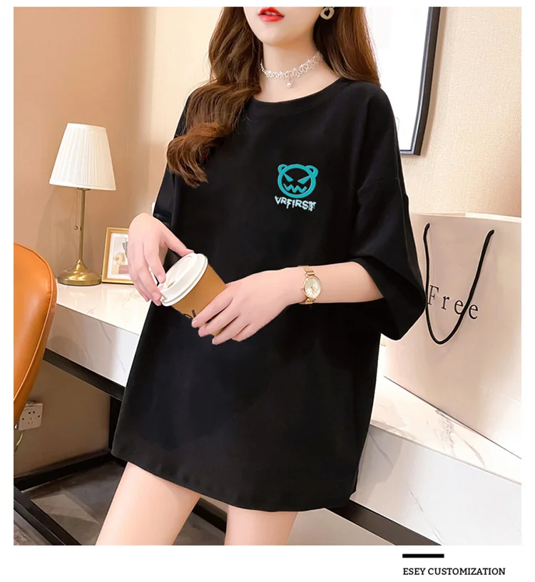 

Houthion Women's T-shirt Short Sleeve Print Top Casual Fashion Tshirt O-neck Cotton Loose Plus Size T Shirt Summer Tops