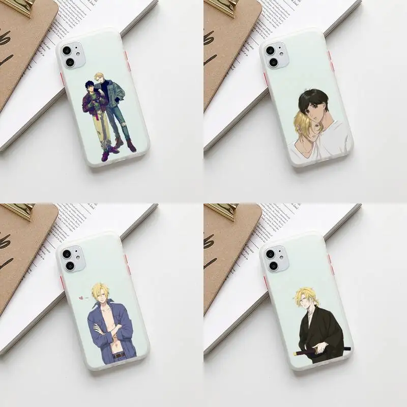 

banana fish Phone Case Camera Protection Bumper Phone Case For iPhone11 12Pro XS X 8 7 Plus Max XR Translucent Matte Back Cover