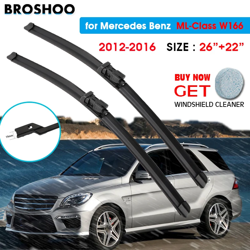 

Щетка стеклоочистителя автомобиля для Mercedes Benz ML-Class W166 26 "+ 22" 2012-2016 Авто ветровое стекло стеклоочистителей Подходит Кнопка рычаг
