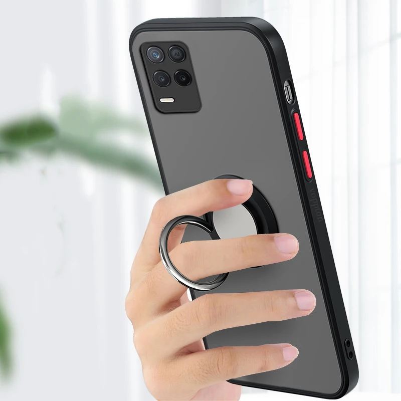 for realme narzo 30 5g case matte translucent ring hard phone cover for realme 8 pro gt neo 5g shockproof coques free global shipping