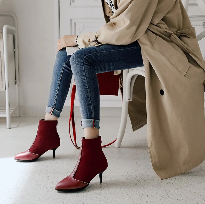 

2021 Winter New Thin Heel Pointed Head Simple and Versatile Fashion Back Zipper Fashion Women's Boots-66-2
