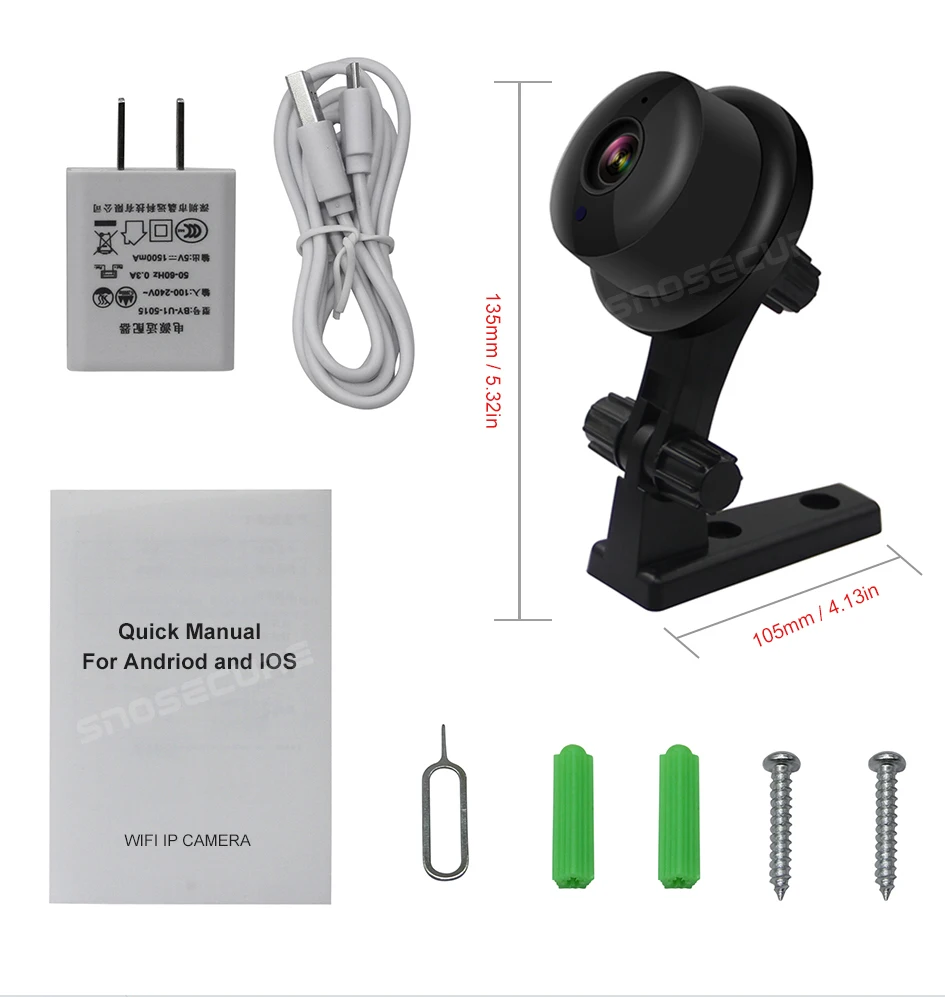 Беспроводная ip-камера SNOSECURE с разрешением 1080P HD, двухсторонняя аудио камера ночного видения, видео монитор с углом обзора 360 градусов, панорамная камера для домашней безопасности, Wi-Fi камера