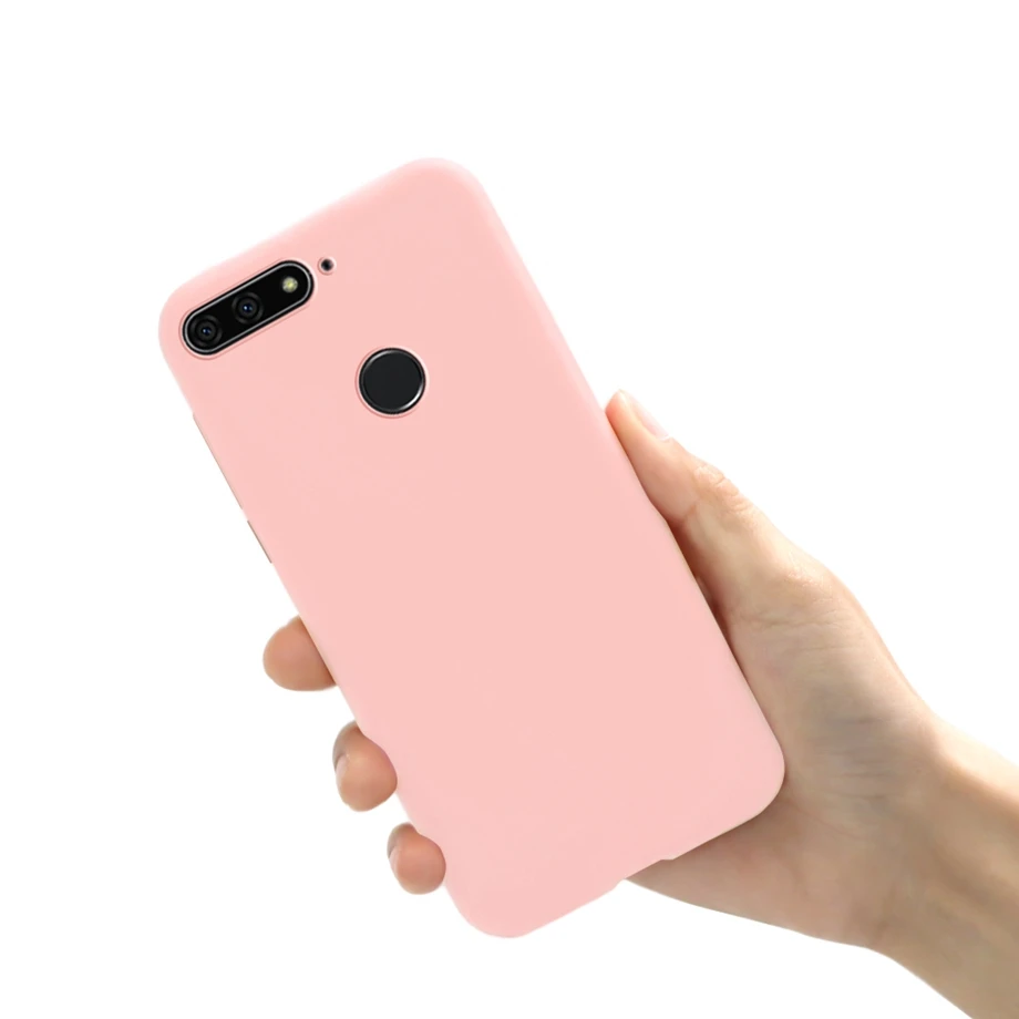 Light Pink Мягкий силиконовый чехол конфетного цвета для Honor 7C чехол на huawei Honor 7A 7C Pro C7 A7 Pro 7 A C 7Apro 7cpro защитные чехлы - Цвет: Light Pink