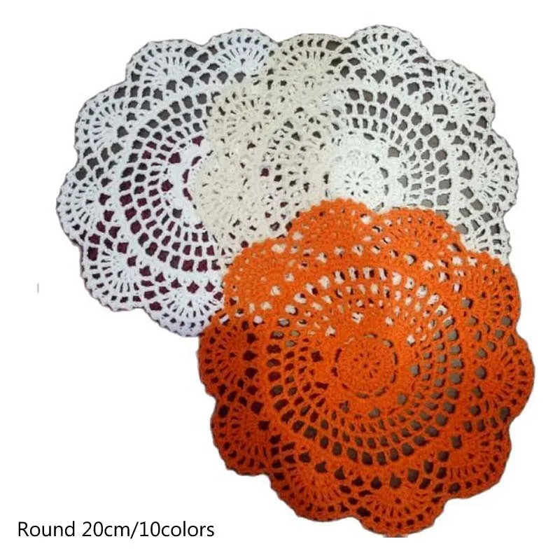 

Modern round lace cotton table place mat pad Cloth crochet placemat cup mug Christmas tea coffee coaster dining doily kitchen
