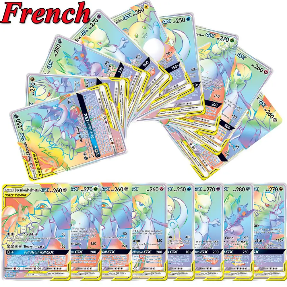 Французская версия карт Pokemon Box TCG Booster Shinny V VMAX TAG TEAM GX EX Carte франчеса карточная игра