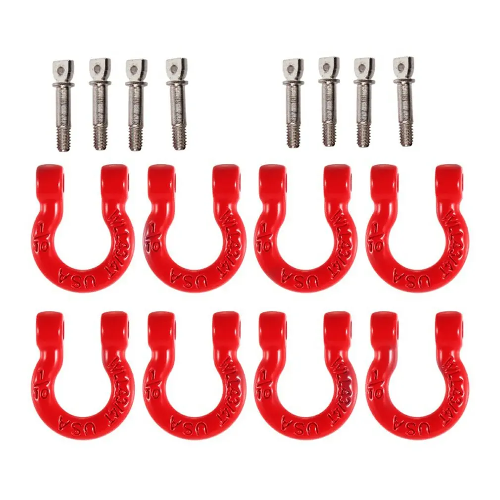 

8pcs Metal Front Rear Bumper Trailer Hook Tow Shackle Rescue Hook For 1/10 Rc Rock Crawler Car Traxxas Trx-4 Scx10