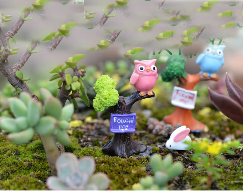 1 шт. DIY полимерная Сова и ветка дерева мини-поделки украшения для сада бонсай