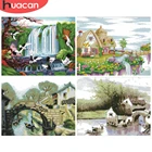 Набор для вышивки крестиком HUACAN, белый холст для украшения дома, набор для рукоделия 11CT 14CT, подарок для творчества