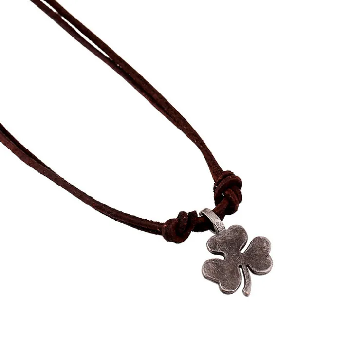 Длинное ожерелье из кожи в стиле панк-рок изящное с регулируемой подвеской для