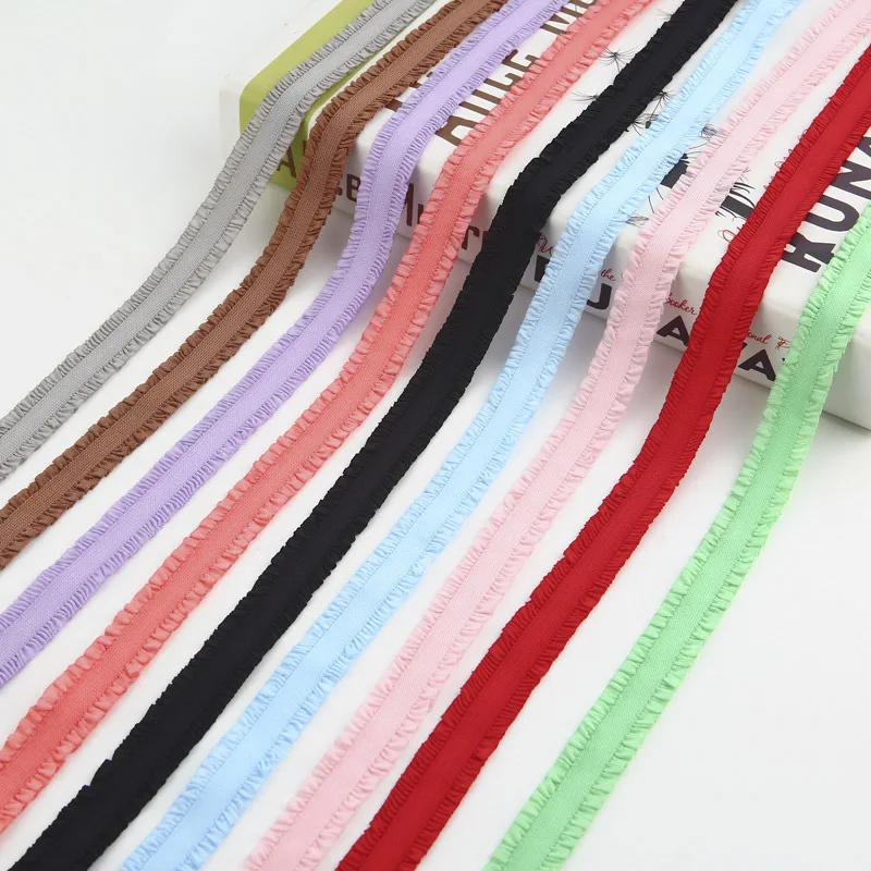 

10 yards 1.3cm Crown Frilly Lace Trim Elastic FOE Spandex Satin Band Hair Tie Tutu Headband DIY baby hair accessories clothin