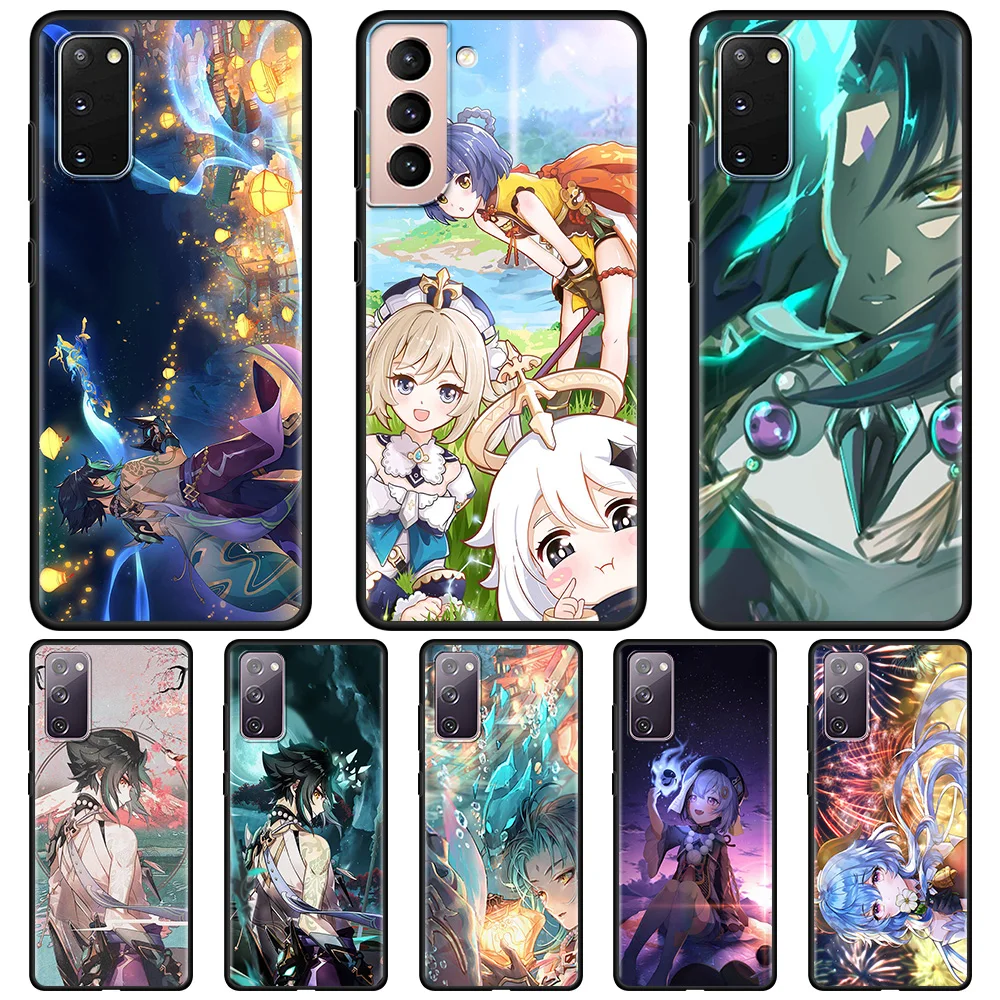 

Silicone Case For Samsung Galaxy S20 FE S21 Ultra S10 Plus S20 S9 S10e S8 Note 20 Ultra Shell Cover Coque Genshin Impact Anime