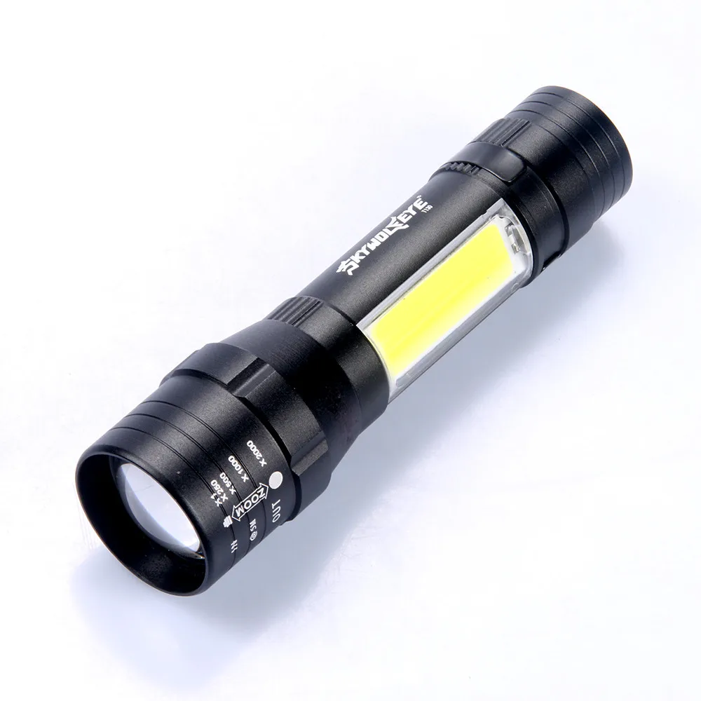 Небо волк глаз T6 + COB 4 Режимы светодиодный фонарик 18650 Usb Перезаряжаемый яркий
