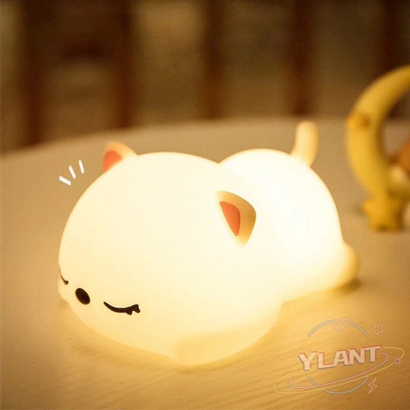 

Ylant USB Rechargeable Night Light Cat Silicone Night Lights Touch Sensor Bedroom Bedside Lamp with Remote for Kids Baby Gift