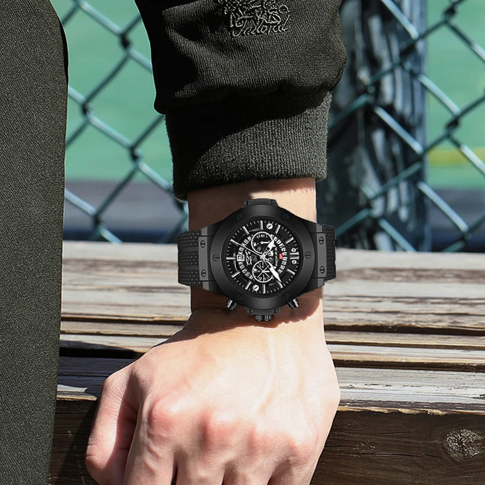 

VAVA VOOM Top Luxury Business Brand Men Silicone strap Quartz Watch Calendar Waterproof Sports Shock Men Watch Relgio masculino