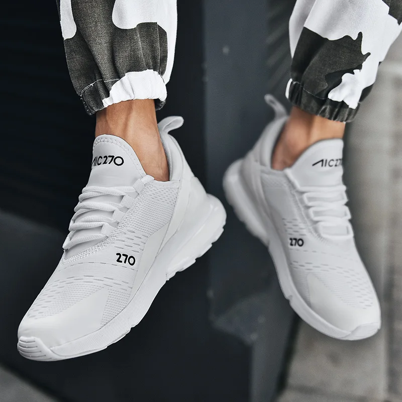 

Large size Breathable Sport Shoes Men Black Sneakers Men Running Shoes Men's Sports Shoes White knit Tennis shoes X262