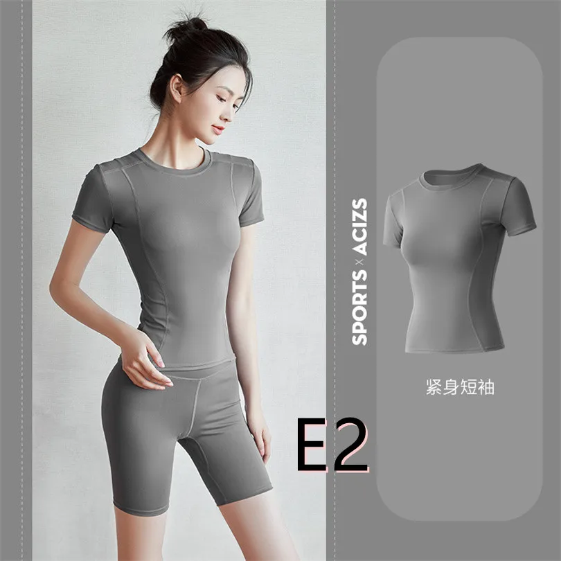 

Ladies No Yoga Shirt Short Sleeve Basic Clothes O-Neck Shirt Women's Sports Fitness 3XL