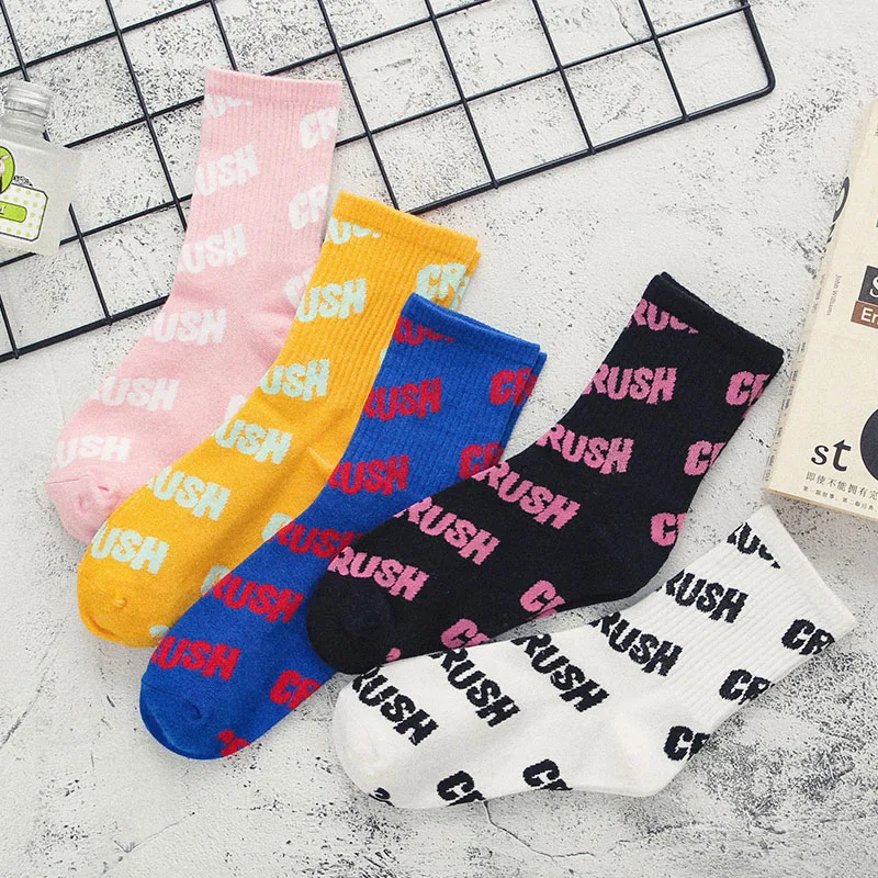 

Funny socks European and American letter female middle tube socks street style sports casual skateboard socks autumn winter