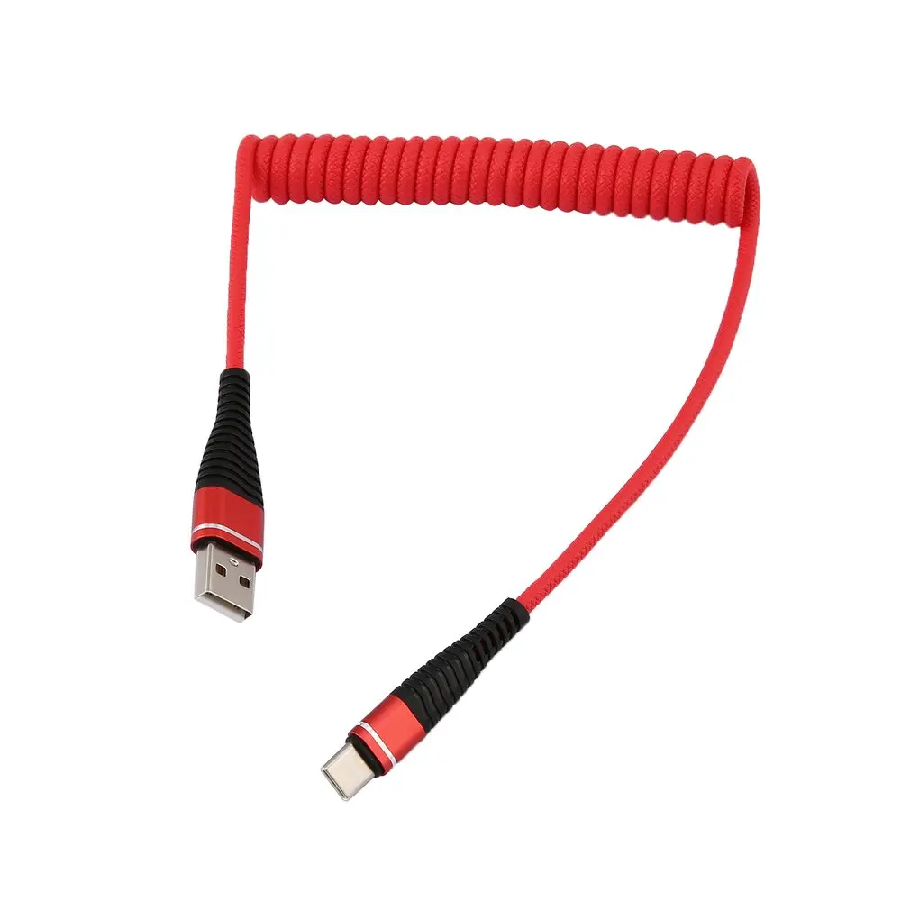 

USB-C Type C Kabel Uitgerekt Splitveer Spiraal Type-C Mannelijke Verlengsnoer Data Sync Charger Wire Oplaadkabel voor Samsung