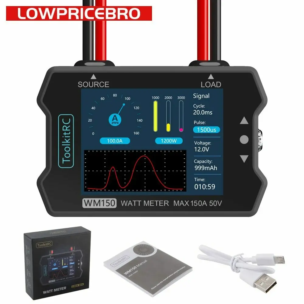 Анализатор мощности ToolkitRC WM150 150 А 50 в ватт ЖК-дисплей | Игрушки и хобби