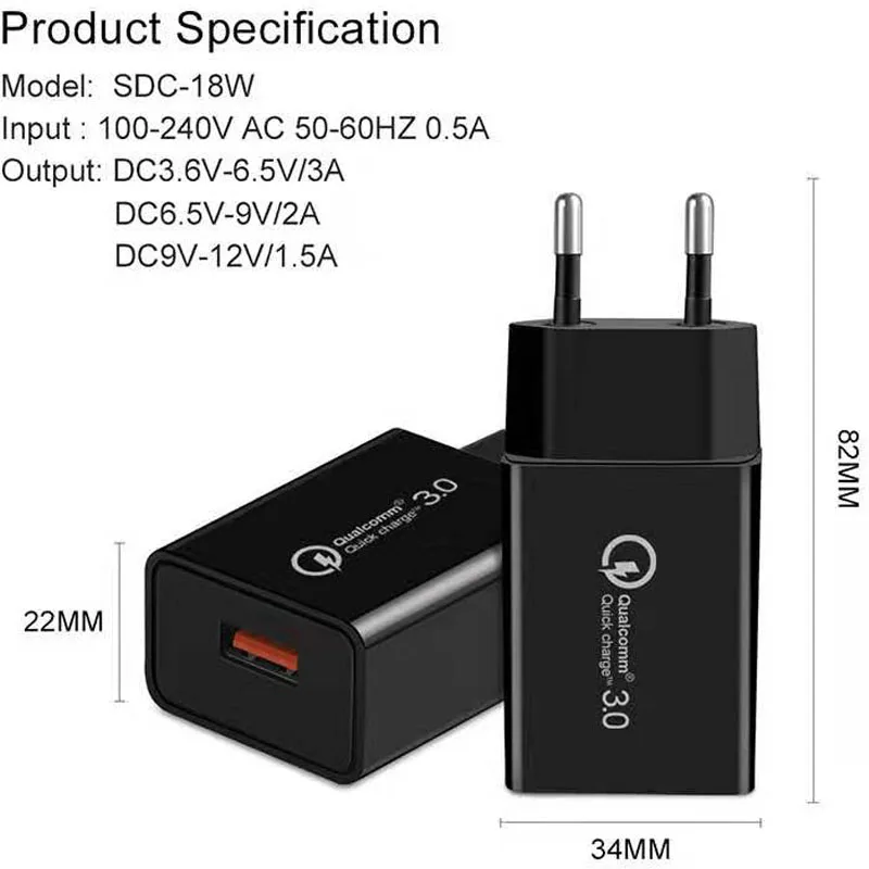 Фото QC 3 0 18 Вт USB зарядное устройство для redmi note 7 7a k20 pro быстрое настенное Xiaomi mi a3 9t 9 se QC 3 0 18 Вт USB зарядное устройство для redmi note 7 7a k20 pro быстрое настенное Xiaomi mi a3 9t 9 se
