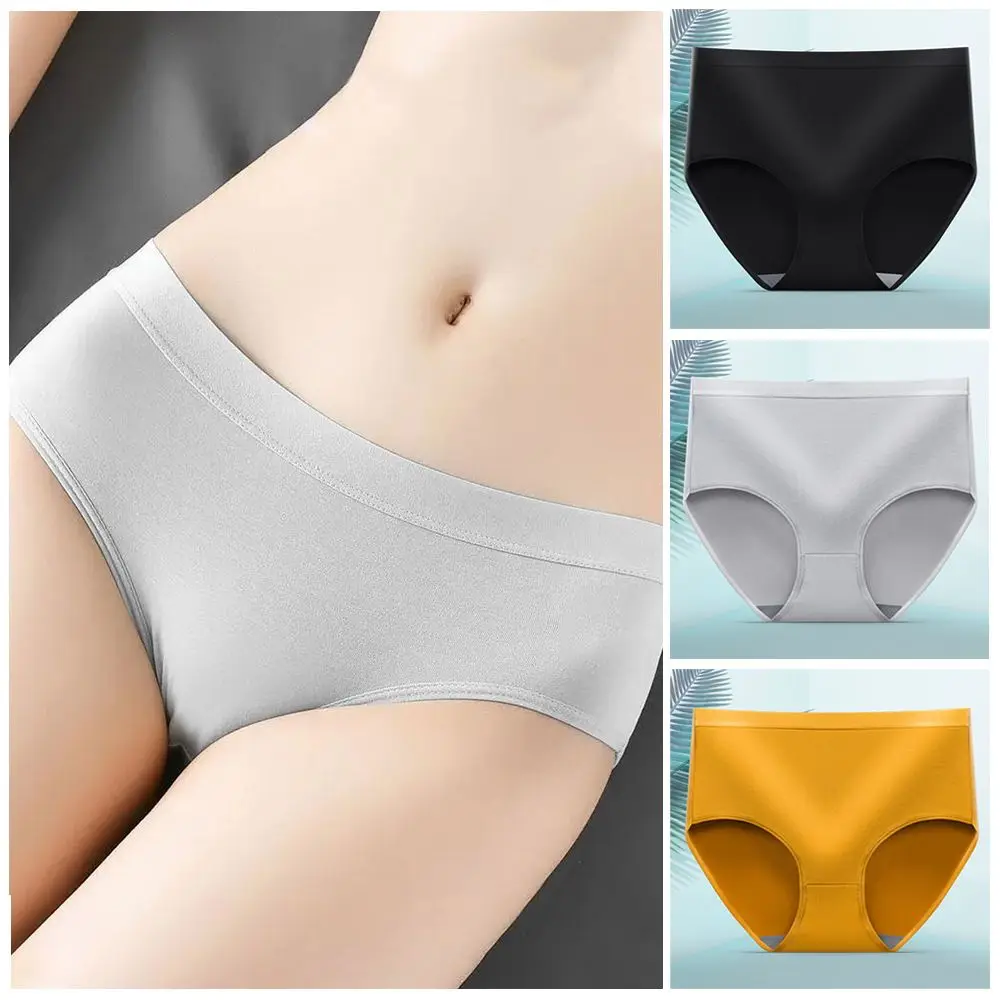 

(M-XXL) размера плюс хлопковые трусики, дышащее женское однотонное нижнее белье со средней талией