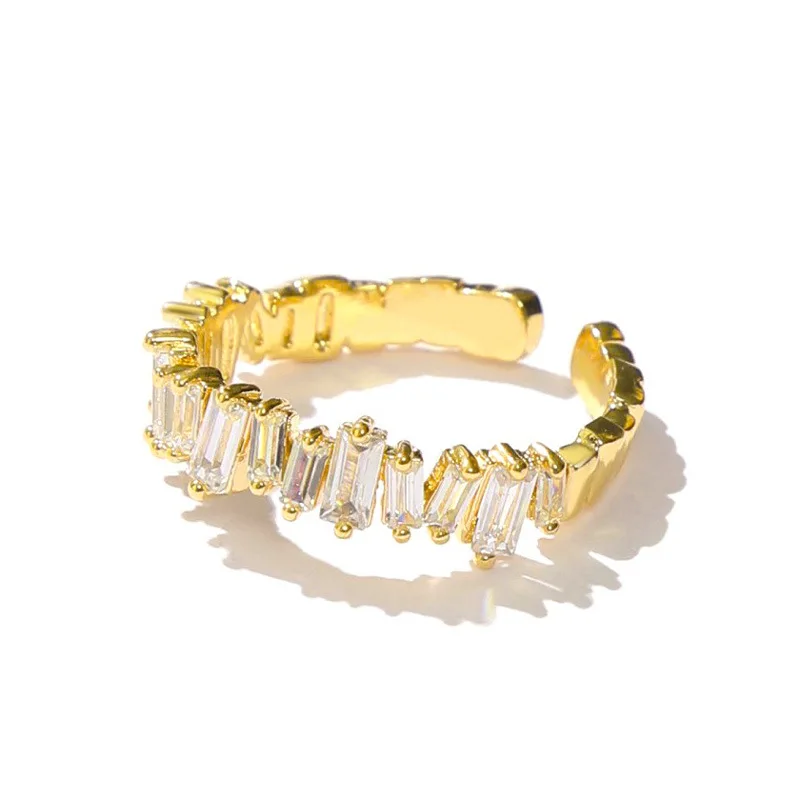 Zircon Gold Opening Rings for Women Geometric Irregular Couple Wedding Engagement Ring Fashion Jewelry Valentine's Day Gifts | Украшения