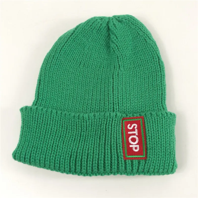 Шапка с вышивкой и надписью stop осенне-зимняя вязаная шапка для мужчин женщин