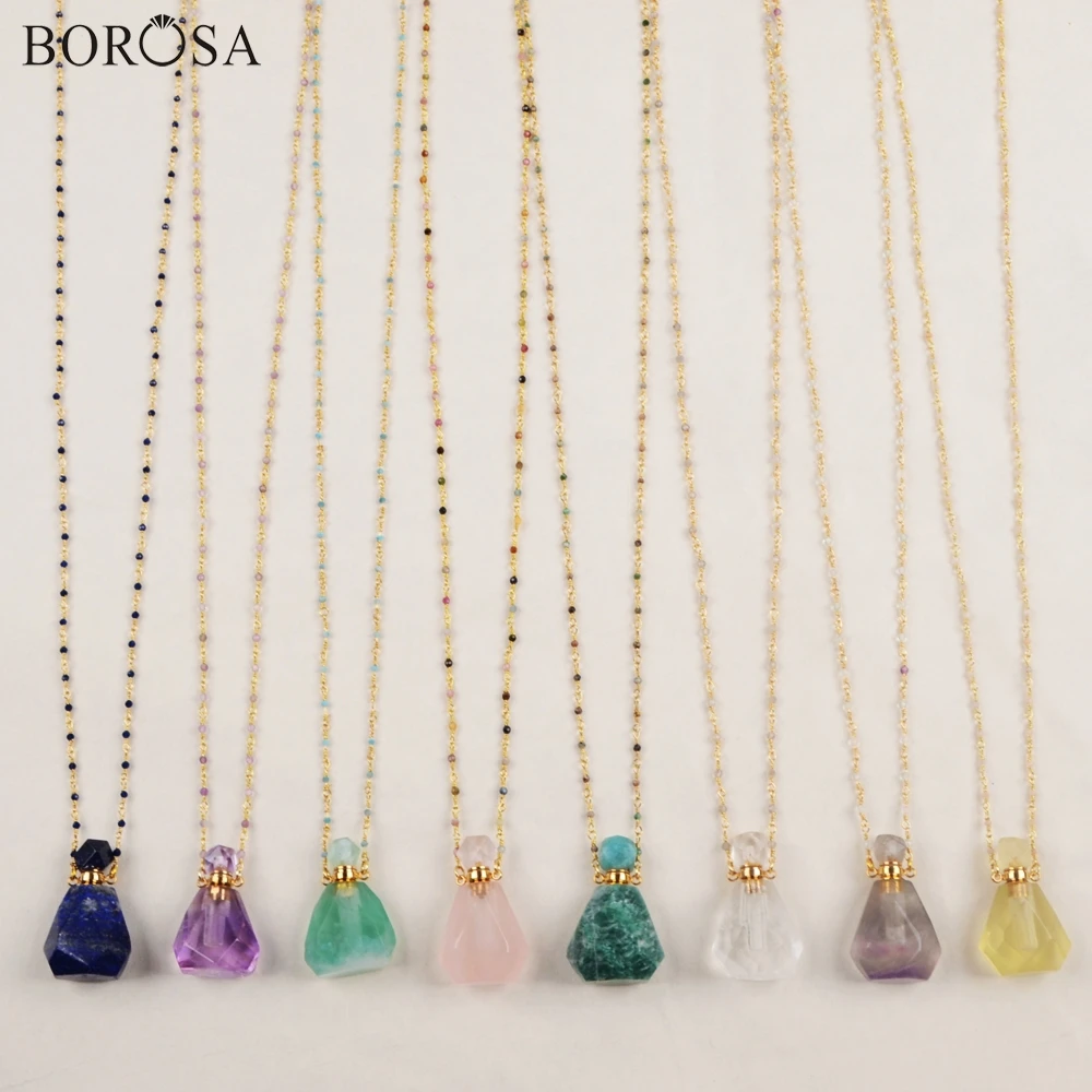 BOROSA 2 шт. 26 дюймов флакон духов натуральный мульти-вид камень белый кварц Амазонит