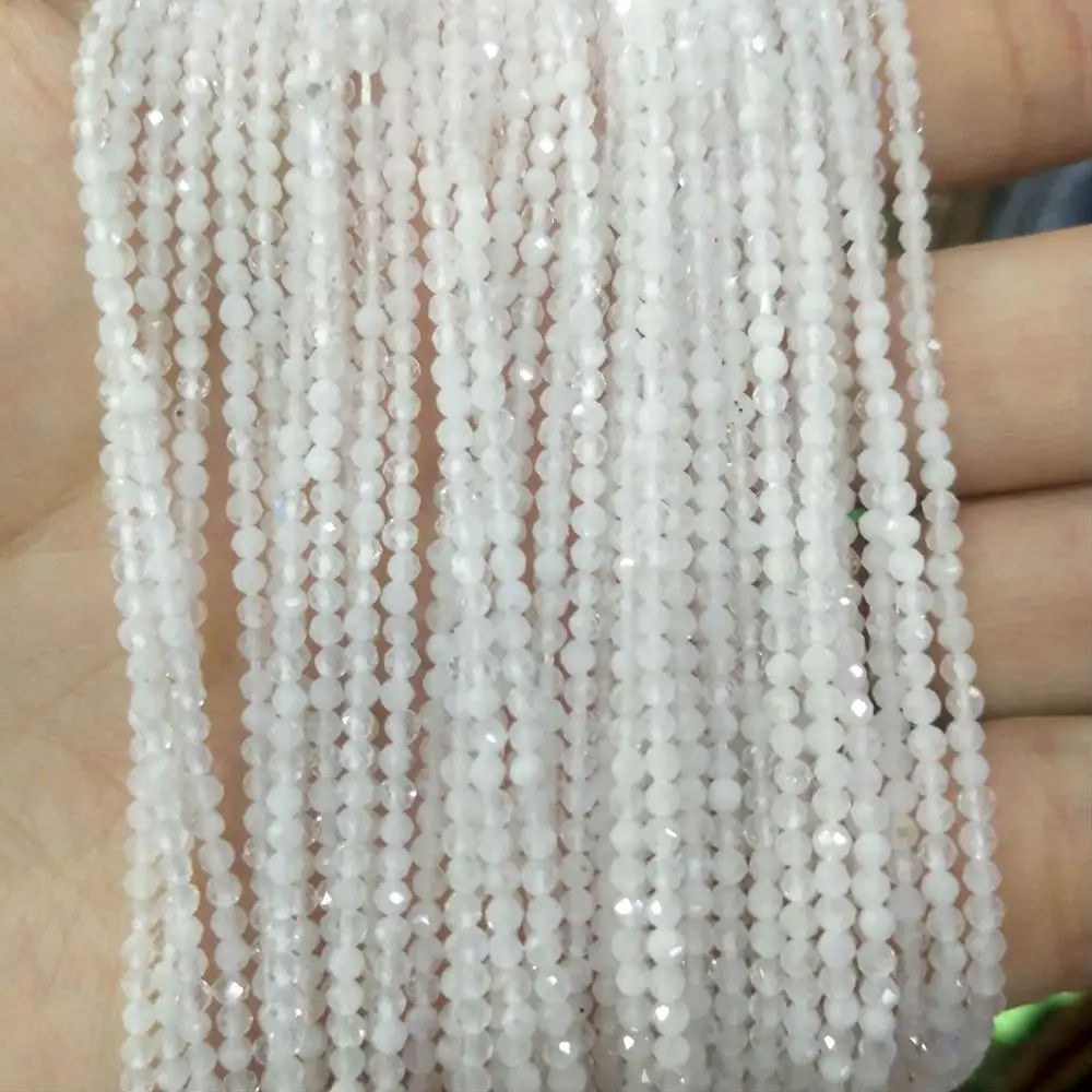 White Moon stone Граненые 2 мм бусины из натурального камня розовый кристалл кварца лазурит Агаты драгоценные камни бусины для самостоятельного изготовления ювелирных изделий браслет ожерелье - Цвет: White Moon stone