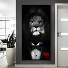 Львы в костюме курение сигар холст настенные картины художественные фотографии черный дикого Льва на холсте постеры для украшения дома