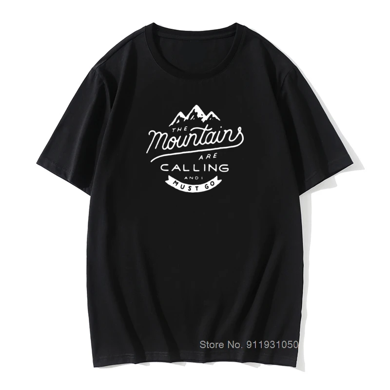 

Hipster The Mountains Are Calling T-Shirt Men Vintage Brand Cotton Tops T Shirt Climbing Hiking Stay Wild Men Tshirts