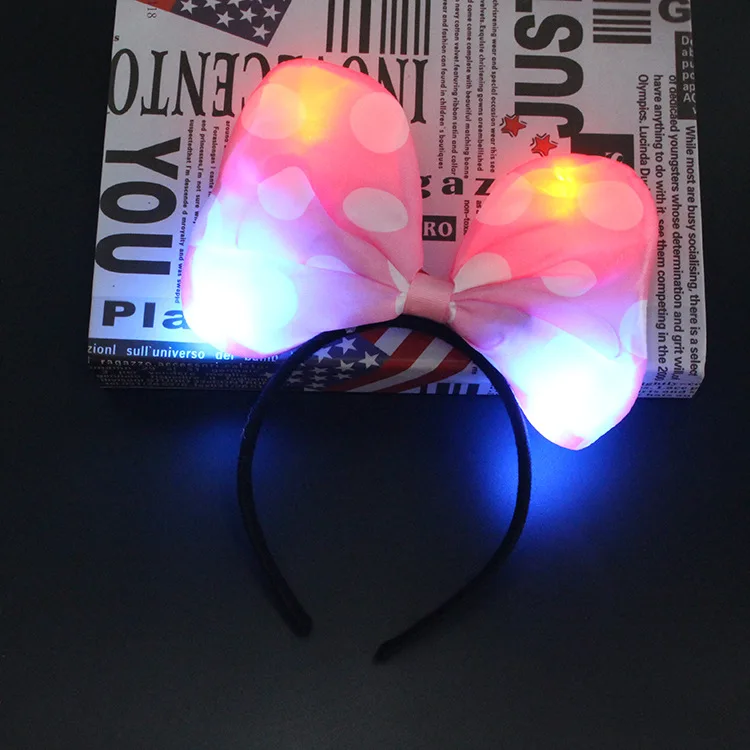 Светящаяся повязка для волос с ушками Минни Микки кошачьими аксессуары бантом