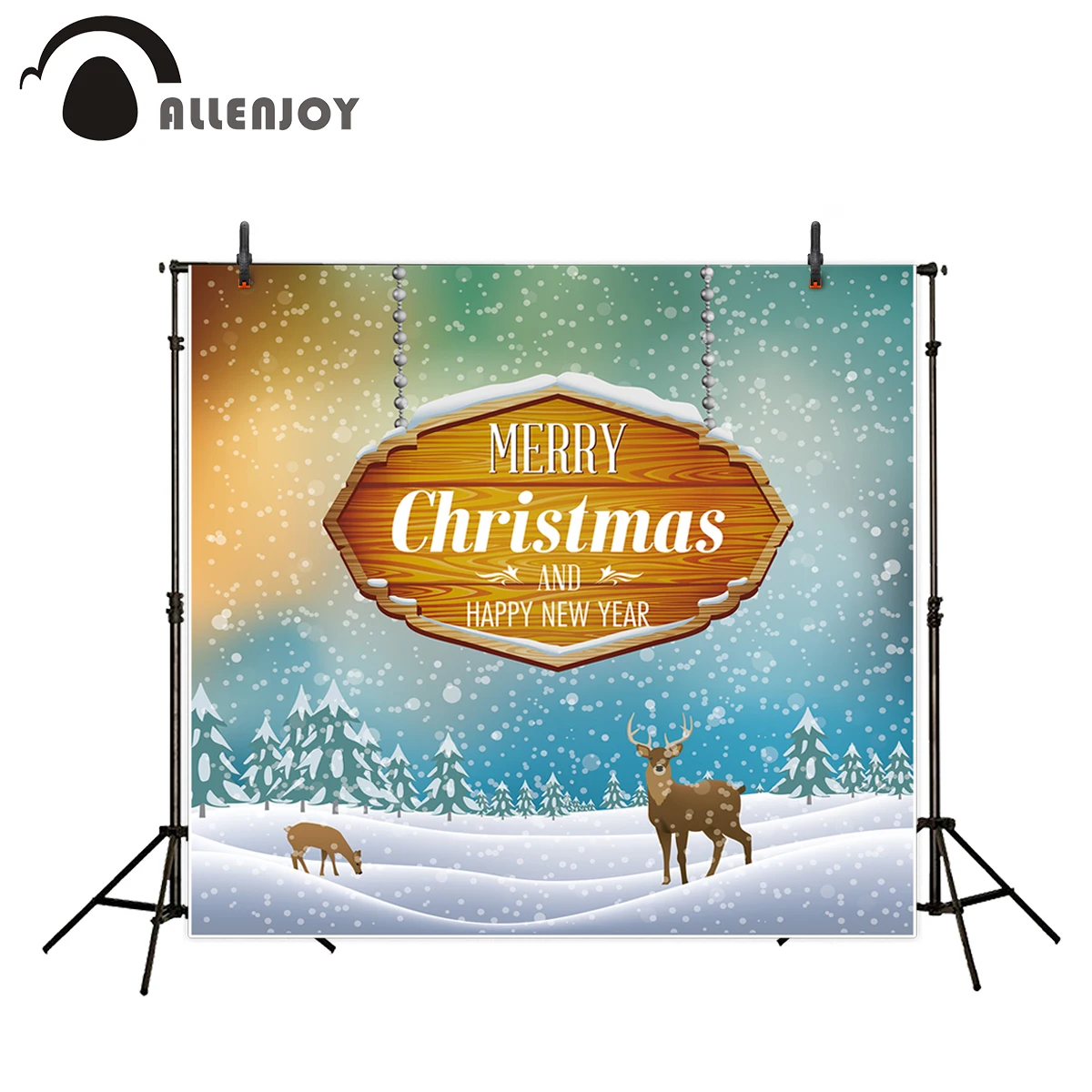 Allenjoy Merry Christmas баннер для фотосессии Winterland Снежинка Олень лес сосны вечерние