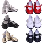 Маленькая кожаная обувь с пряжкой, модный новый стиль для 18 дюймовых американских кукол и 43 см новорожденных, наше поколение, кукольная обувь