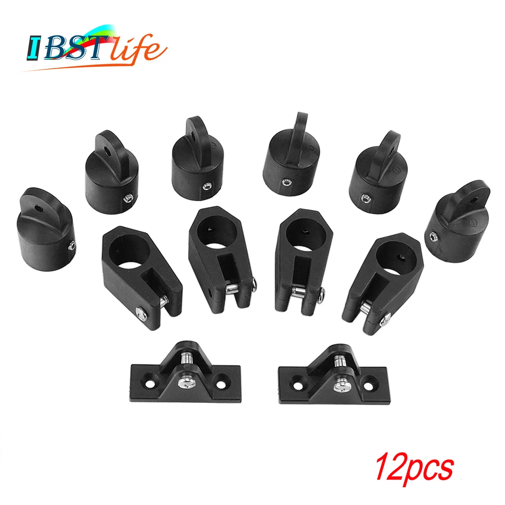 12 PCS Universal Boat Nylon Fittings Hardware Set Black Fits 3 Bow Bimini Top lightweight and durable Yacht Accessories