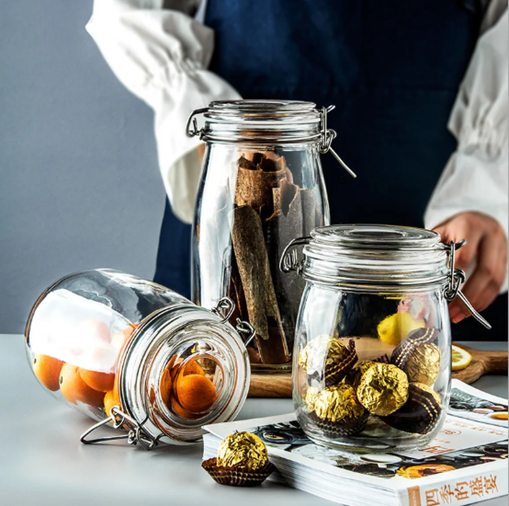 Glass Sealed Jar Food Jam Honey Bottle Pickle Miscellaneous Grains Storage Tank Tea For Kitchen | Дом и сад