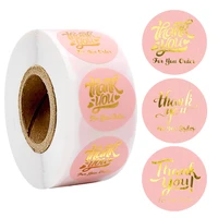 pink thank you stickers seal labels round thank you for your order label 500pcsroll business gift decoration stationery sticker