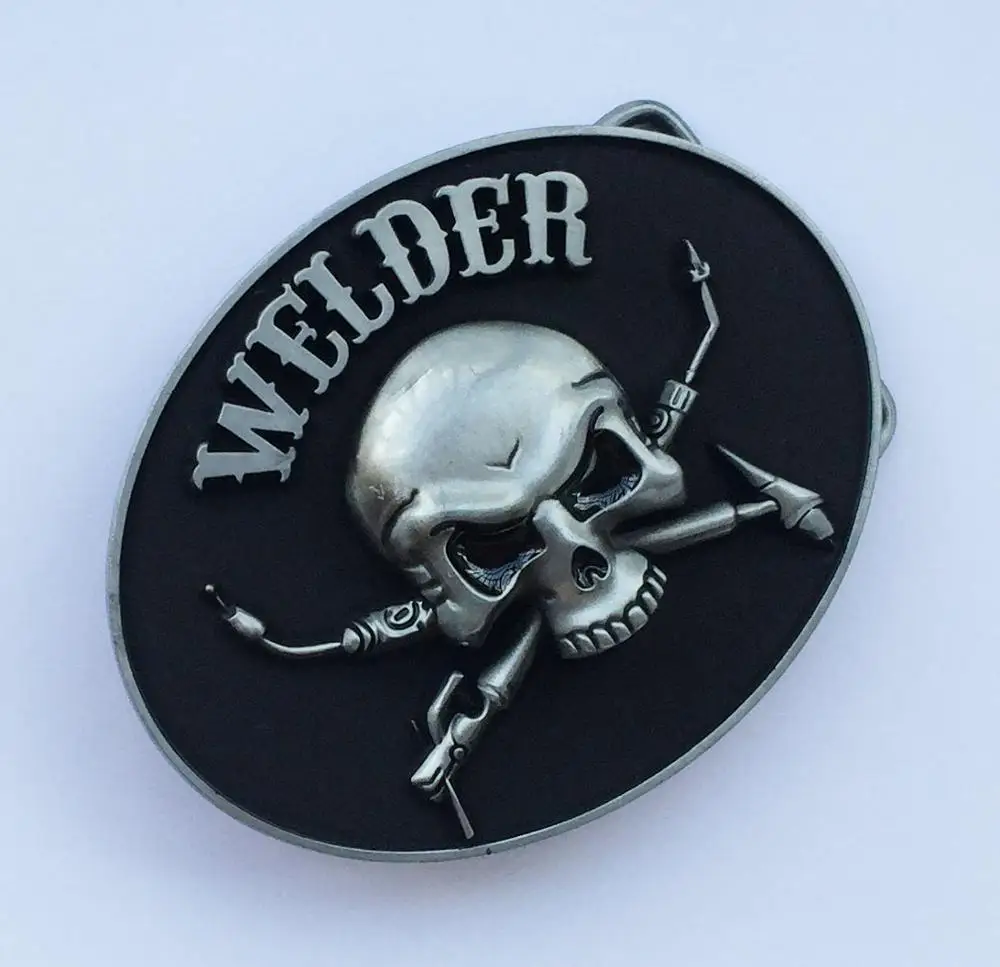Новейший дизайн пряжка для ремня с черепом сварщиков подходит широкого длиной 4