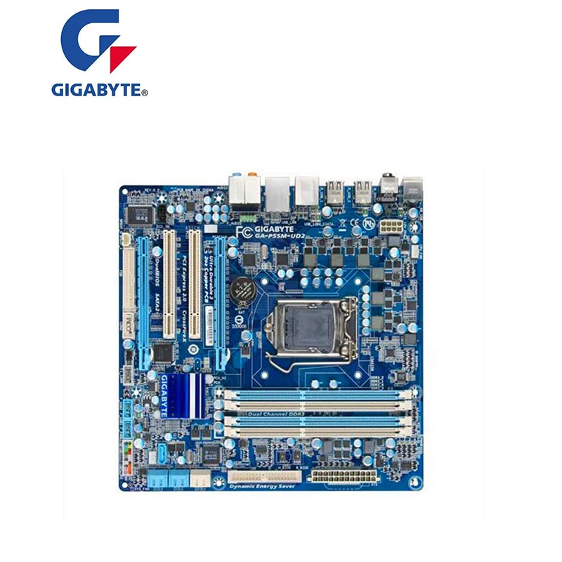 Материнская плата для GIGABYTE P55 материнская LGA 1156 DDR3 16 ГБ настольного ПК Intel SATA II PCI-E