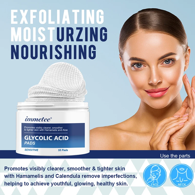 

55 Pcs Glycolic Acid Cotton Pads Deep Cleansing And Repairing Closed Mouth Acne Acne Salicylic Acid Glycolic Acid Cotton Pads